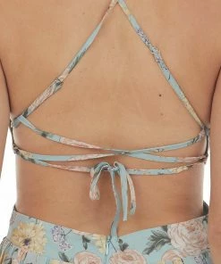 She + Sky Faded Teal Floral Cut Out Waist Maxi Dress 17 She + Sky Faded Teal Floral Cut Out Waist Maxi Dress