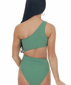 HYFVE Accessories Fern One Shoulder Ribbed Cut Out Swimsuit