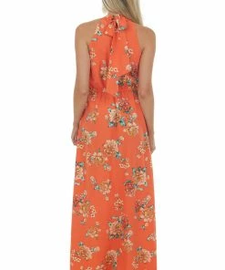 Staccato Dresses Fire Floral Print Halter Neck Maxi Dress