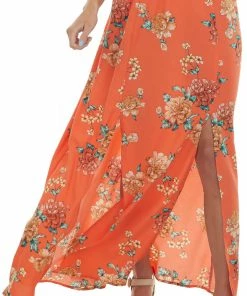 Staccato Dresses Fire Floral Print Halter Neck Maxi Dress