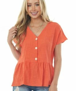 First Love Fire V Neck Kimono Sleeve Drop Waist Woven Top Tops