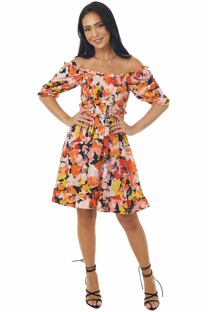 Umgee Dresses Fire And Blush Floral Print Woven Short Dress 5 Umgee Dresses Fire And Blush Floral Print Woven Short Dress