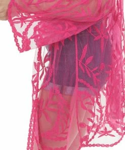 Davi & Dani Fuchsia Crochet Lace Open Front Kimono Tops 22 Davi & Dani Fuchsia Crochet Lace Open Front Kimono Tops