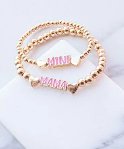 Fashion City Gold Beaded Mama And Mini Bracelet Set Accessories