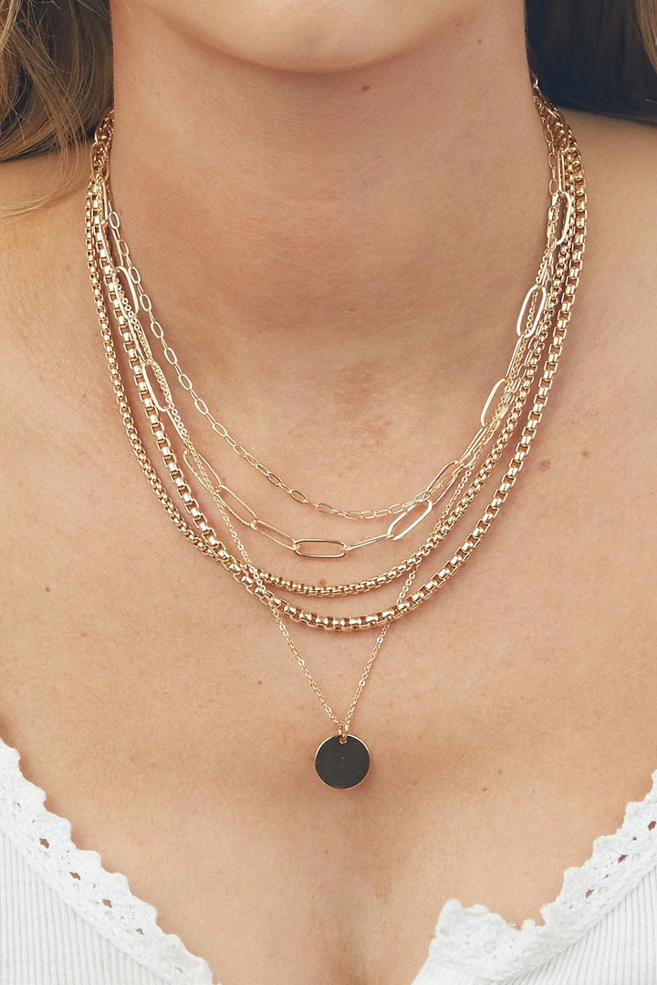 Fame Accessories Gold Chain Link Layered Pendant Necklace 4 Fame Accessories Gold Chain Link Layered Pendant Necklace