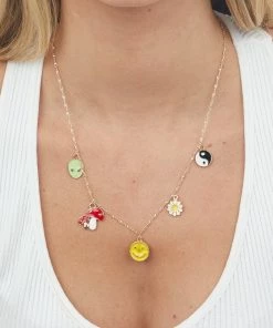 Fashion City Accessories Gold Charm Necklace With Lobster Claw Closure