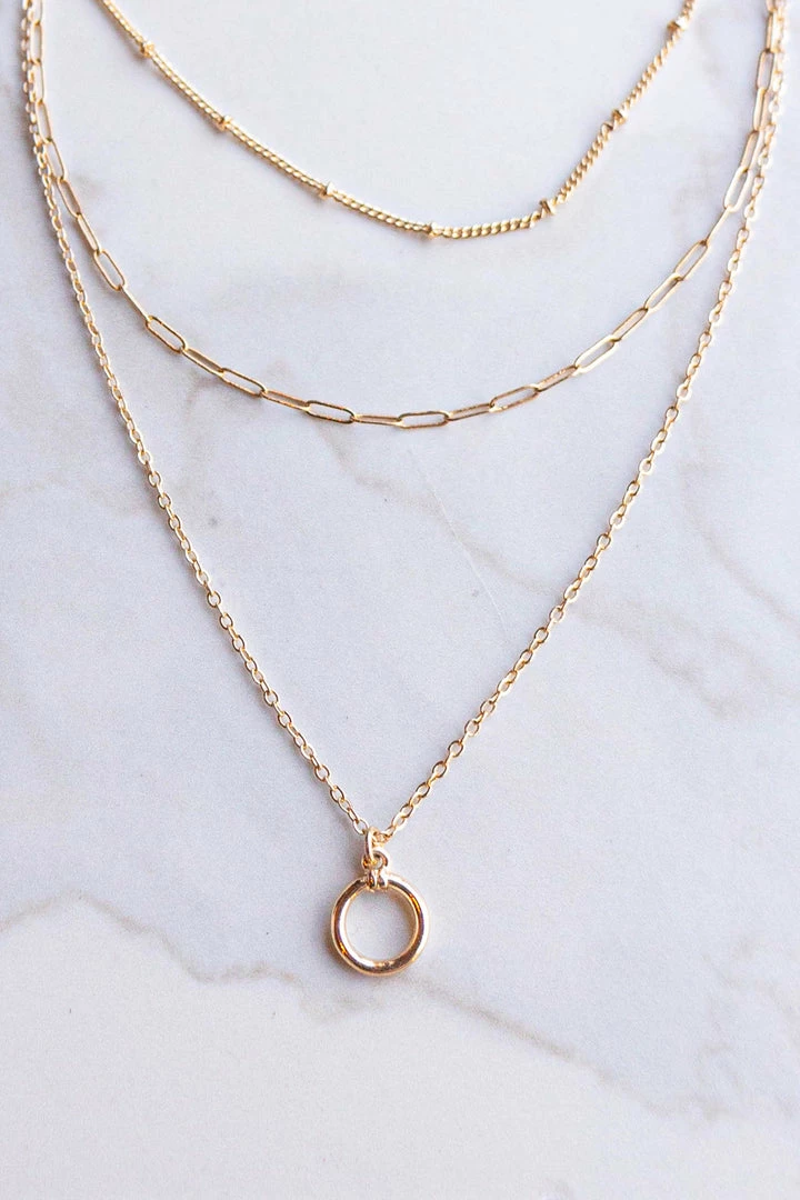 Fame Accessories Gold Dainty Layered Necklace With Ring Pendant 3 Fame Accessories Gold Dainty Layered Necklace With Ring Pendant