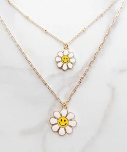 Fashion City Gold Daisy Smiley Mama And Mini Necklace Set