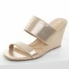 Chinese Laundry Gold Double Strap Slip On Cushioned Wedges