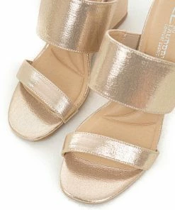 Chinese Laundry Gold Double Strap Slip On Cushioned Wedges