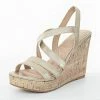 Chinese Laundry Gold Faux Leather Strappy High Heel Wedges Shoes