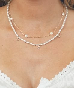 Fame Accessories Gold Faux Pearl Beaded Layered Necklace