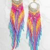Urbanista Accessories Gold Filigree Multicolor Beaded Dangle Earrings
