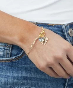 Boho Love Gold Heart And Eye Charm Toggle Bracelet Accessories