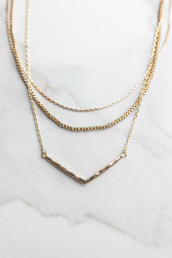 Fame Accessories Gold Layered Multi Chain Necklace With Chevron 3 Fame Accessories Gold Layered Multi Chain Necklace With Chevron
