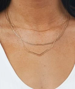 Fame Accessories Gold Layered Multi Chain Necklace With Chevron