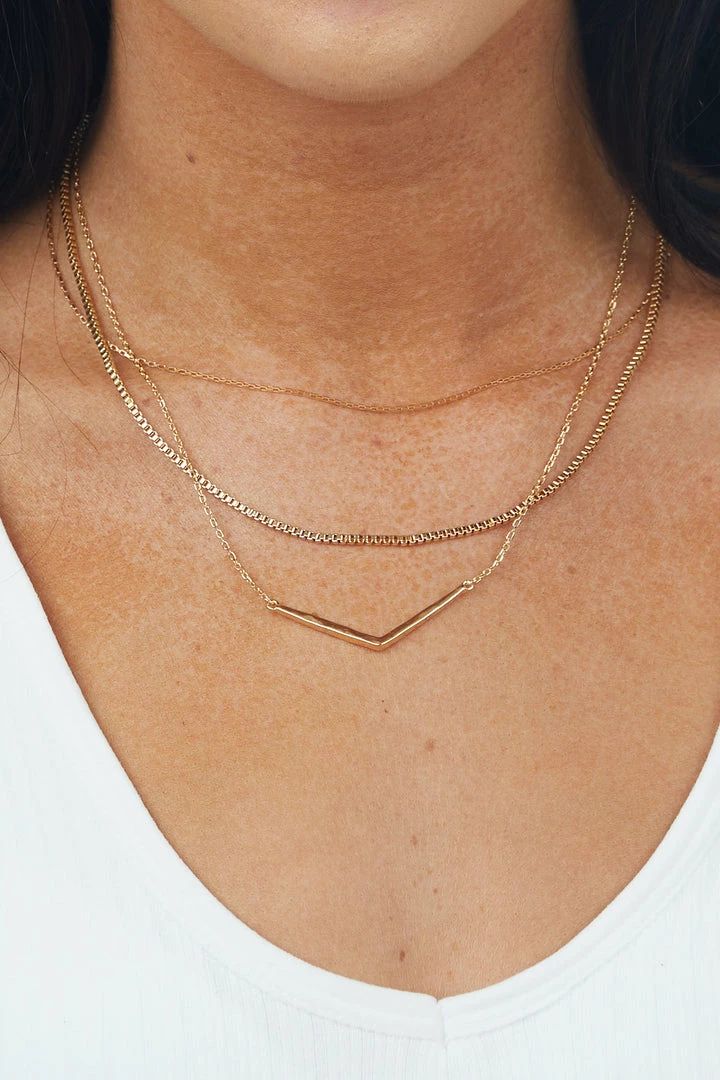 Fame Accessories Gold Layered Multi Chain Necklace With Chevron 4 Fame Accessories Gold Layered Multi Chain Necklace With Chevron