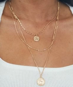 Boho Love Gold Layered Necklace With Coin Pendants