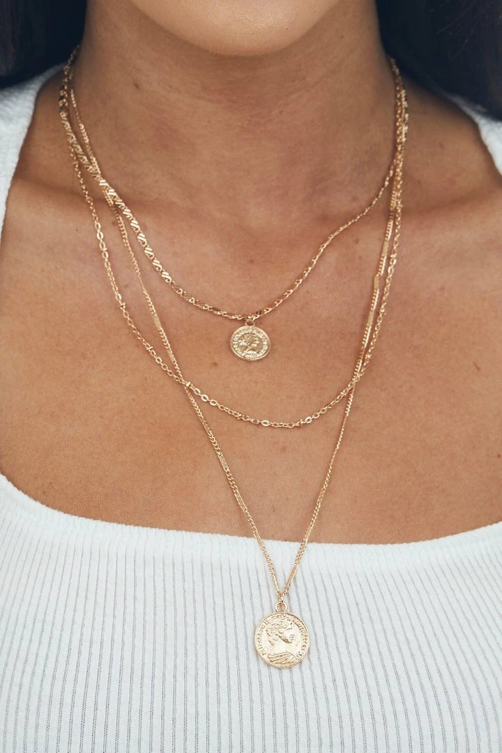 Boho Love Gold Layered Necklace With Coin Pendants 4 Boho Love Gold Layered Necklace With Coin Pendants