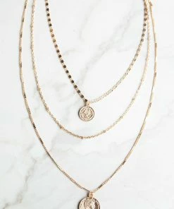 Boho Love Gold Layered Necklace With Coin Pendants