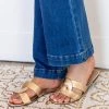 Chinese Laundry Gold Leather Twist Slip On Flat Sandals