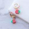 Fashion City Accessories Gold Strawberry Charm Huggie Drop Earrings