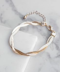 Fame Accessories Gold Twisted Double Snake Chain Bracelet