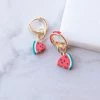 Fashion City Gold Watermelon Charm Huggie Drop Earrings Accessories