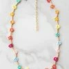 Fame Accessories Gold Chain Flower Beaded Necklace