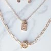 Fame Accessories Gold Layered Chain Link Charm Necklace