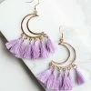Boho Love Accessories Gold And Lilac Tassel Moon Dangle Earrings 2 Boho Love Accessories Gold And Lilac Tassel Moon Dangle Earrings