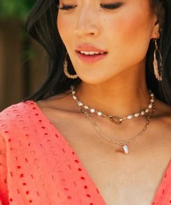 Fame Accessories Gold And Pearl Chain Link Layered Necklace