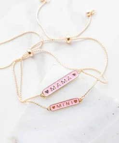 Avenue Zoe Gold And Pink Mama And Mini Tag Bolo Bracelets