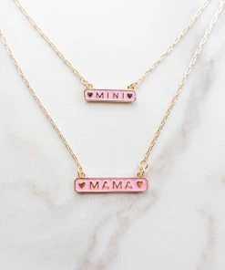 Avenue Zoe Gold And Pink Mama And Mini Tag Necklace Set Accessories