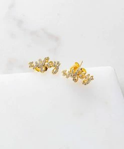Fame Accessories Gold And Rhinestone 'Wifey' Stud Earrings