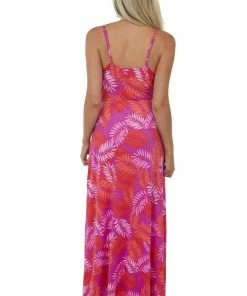Inner Beauty Grape Tropical Print Sleeveless Surplice Dress 12 Inner Beauty Grape Tropical Print Sleeveless Surplice Dress