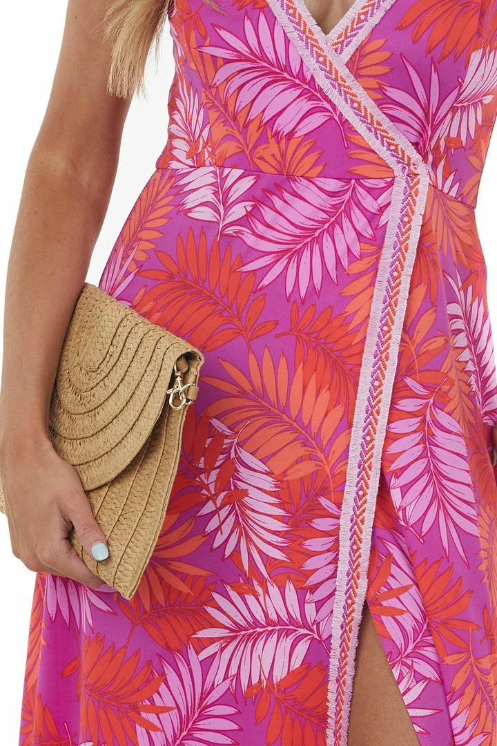 Inner Beauty Grape Tropical Print Sleeveless Surplice Dress 8 Inner Beauty Grape Tropical Print Sleeveless Surplice Dress