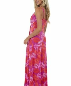 Inner Beauty Grape Tropical Print Sleeveless Surplice Dress 11 Inner Beauty Grape Tropical Print Sleeveless Surplice Dress