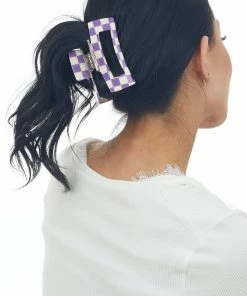 Denim & Daisy Accessories Grape Checkered Large Squared Hair Claw