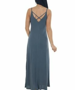 Lush Clothing Graphite Side Slit Spaghetti Strap Maxi Dress 12 Lush Clothing Graphite Side Slit Spaghetti Strap Maxi Dress
