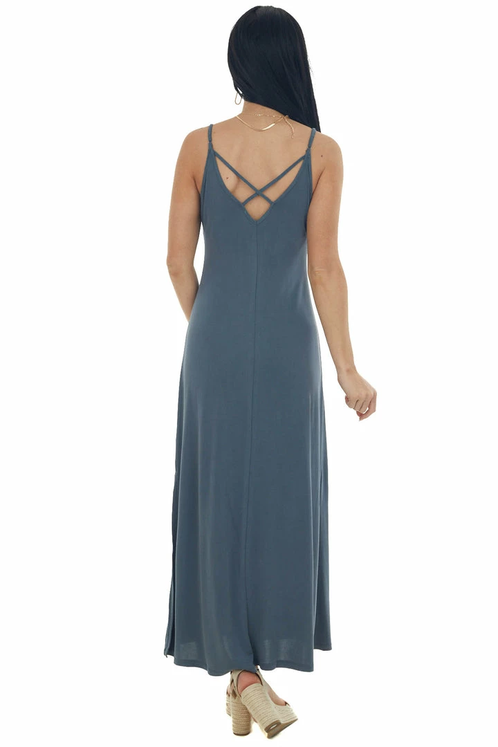 Lush Clothing Graphite Side Slit Spaghetti Strap Maxi Dress 7 Lush Clothing Graphite Side Slit Spaghetti Strap Maxi Dress