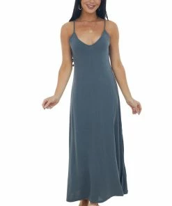 Lush Clothing Graphite Side Slit Spaghetti Strap Maxi Dress 11 Lush Clothing Graphite Side Slit Spaghetti Strap Maxi Dress