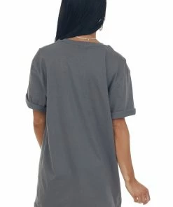 Sweet Claire Graphite 'Cowgirl' Bull And Cactus Graphic Tee Tops 12 Sweet Claire Graphite 'Cowgirl' Bull And Cactus Graphic Tee Tops