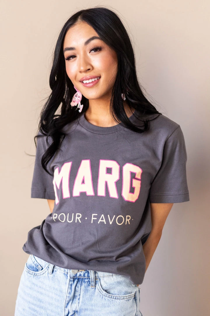 Blume+Co Tops Graphite 'Marg Pour Favor' Graphic Tee 3 Blume+Co Tops Graphite 'Marg Pour Favor' Graphic Tee