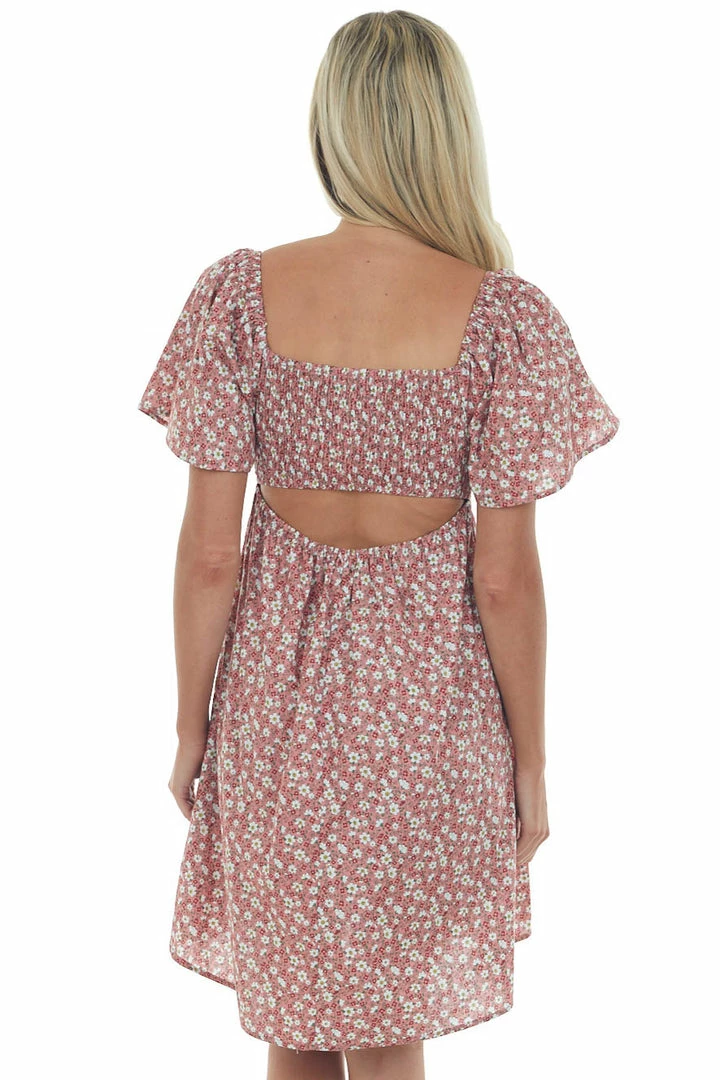 Umgee Hazy Punch Floral Front Tie Cut Out Mini Dress 7 Umgee Hazy Punch Floral Front Tie Cut Out Mini Dress