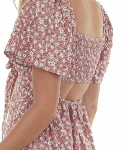 Umgee Hazy Punch Floral Front Tie Cut Out Mini Dress 13 Umgee Hazy Punch Floral Front Tie Cut Out Mini Dress
