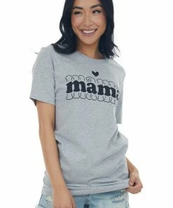 Blume+Co Heather Grey Bubble Letter 'Mama' Graphic Tee