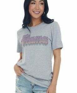 Blume+Co Heather Grey Multicolor'Mama' Graphic Tee Tops