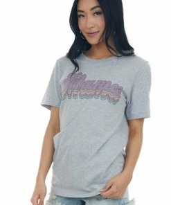 Blume+Co Heather Grey Multicolor 'Mama' Graphic Tee Tops