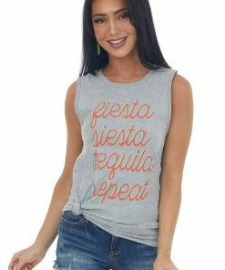 Blume+Co Heather Grey 'Fiesta Siesta Tequila' Tank Top
